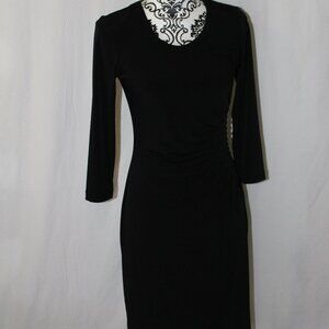Calvin Klein Long Sleeve Rutched Side Little Black Dress Size 2 Pre-Loved
